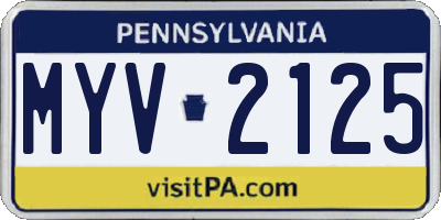 PA license plate MYV2125