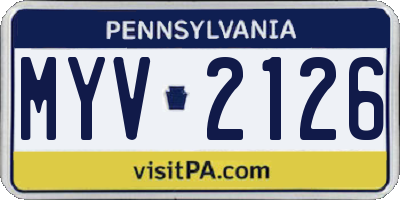 PA license plate MYV2126