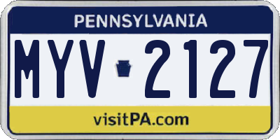 PA license plate MYV2127