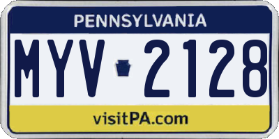 PA license plate MYV2128