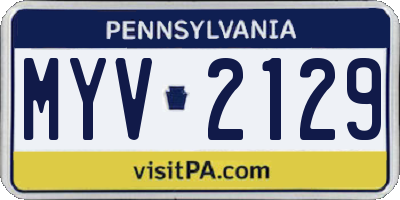 PA license plate MYV2129