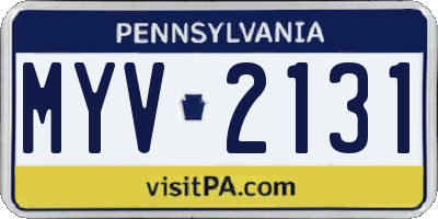 PA license plate MYV2131