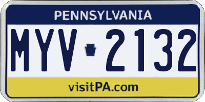 PA license plate MYV2132
