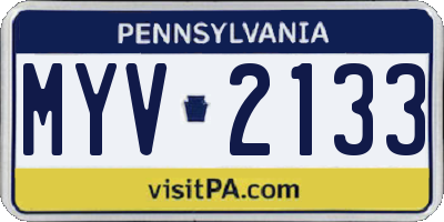 PA license plate MYV2133