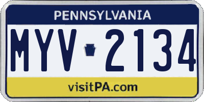 PA license plate MYV2134