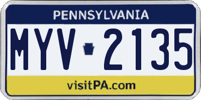 PA license plate MYV2135