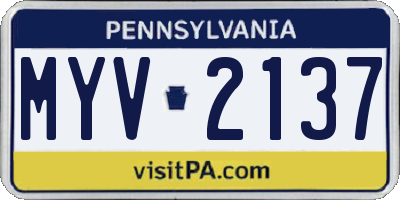 PA license plate MYV2137