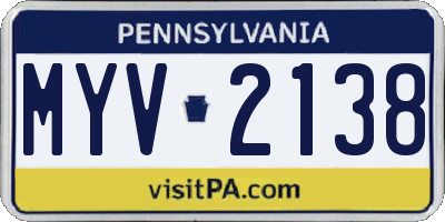 PA license plate MYV2138