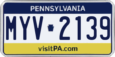 PA license plate MYV2139