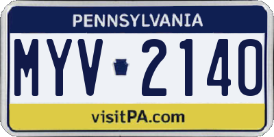 PA license plate MYV2140