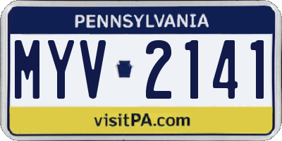 PA license plate MYV2141