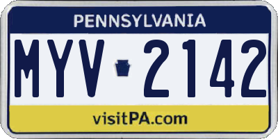 PA license plate MYV2142