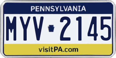 PA license plate MYV2145