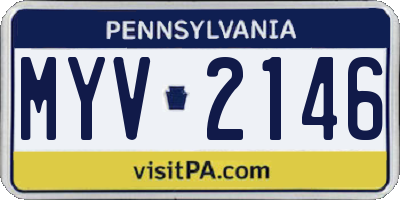 PA license plate MYV2146