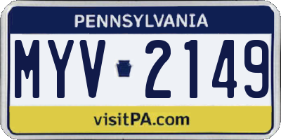 PA license plate MYV2149