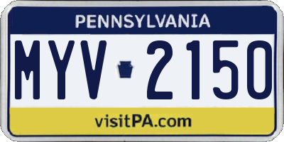PA license plate MYV2150