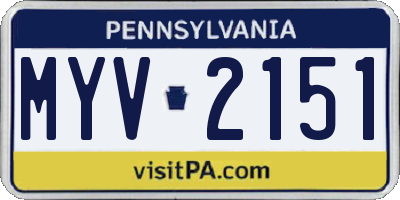PA license plate MYV2151