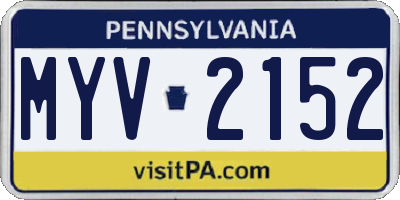 PA license plate MYV2152