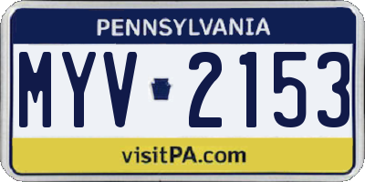 PA license plate MYV2153