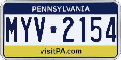 PA license plate MYV2154