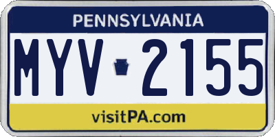 PA license plate MYV2155