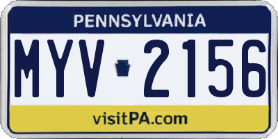 PA license plate MYV2156