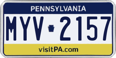 PA license plate MYV2157