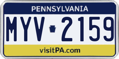 PA license plate MYV2159