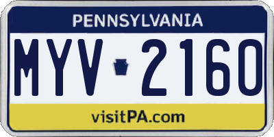 PA license plate MYV2160