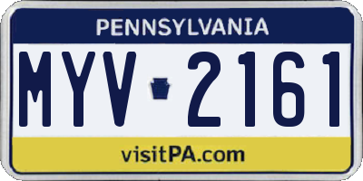 PA license plate MYV2161