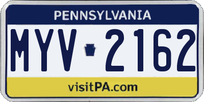PA license plate MYV2162