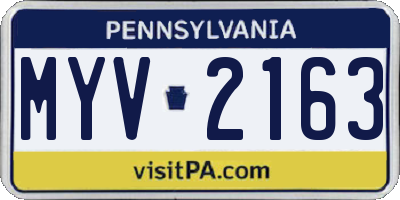 PA license plate MYV2163