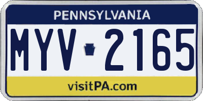 PA license plate MYV2165