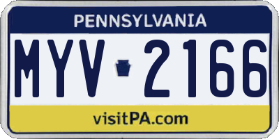 PA license plate MYV2166
