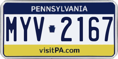 PA license plate MYV2167