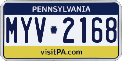 PA license plate MYV2168