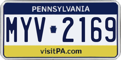 PA license plate MYV2169