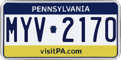 PA license plate MYV2170