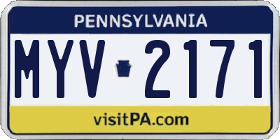 PA license plate MYV2171
