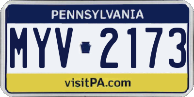 PA license plate MYV2173