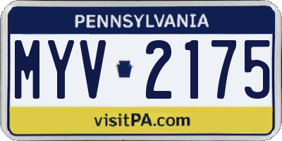 PA license plate MYV2175