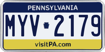 PA license plate MYV2179