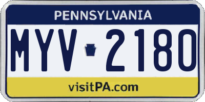 PA license plate MYV2180