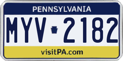 PA license plate MYV2182