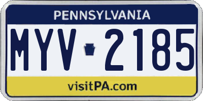 PA license plate MYV2185