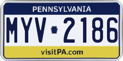 PA license plate MYV2186