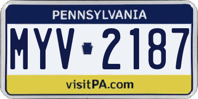 PA license plate MYV2187