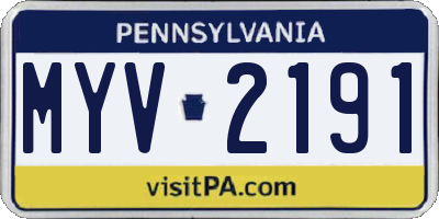 PA license plate MYV2191