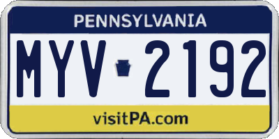 PA license plate MYV2192