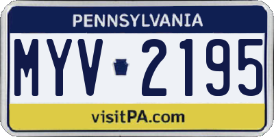 PA license plate MYV2195